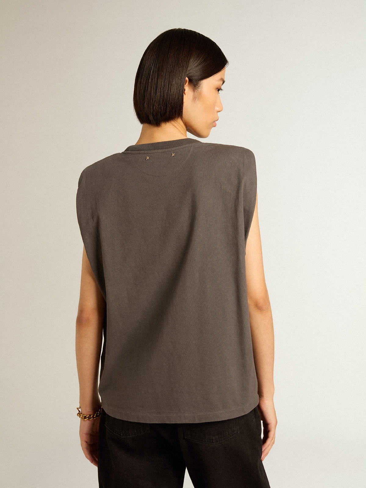 Anthracite gray sleeveless T-shirt - 5