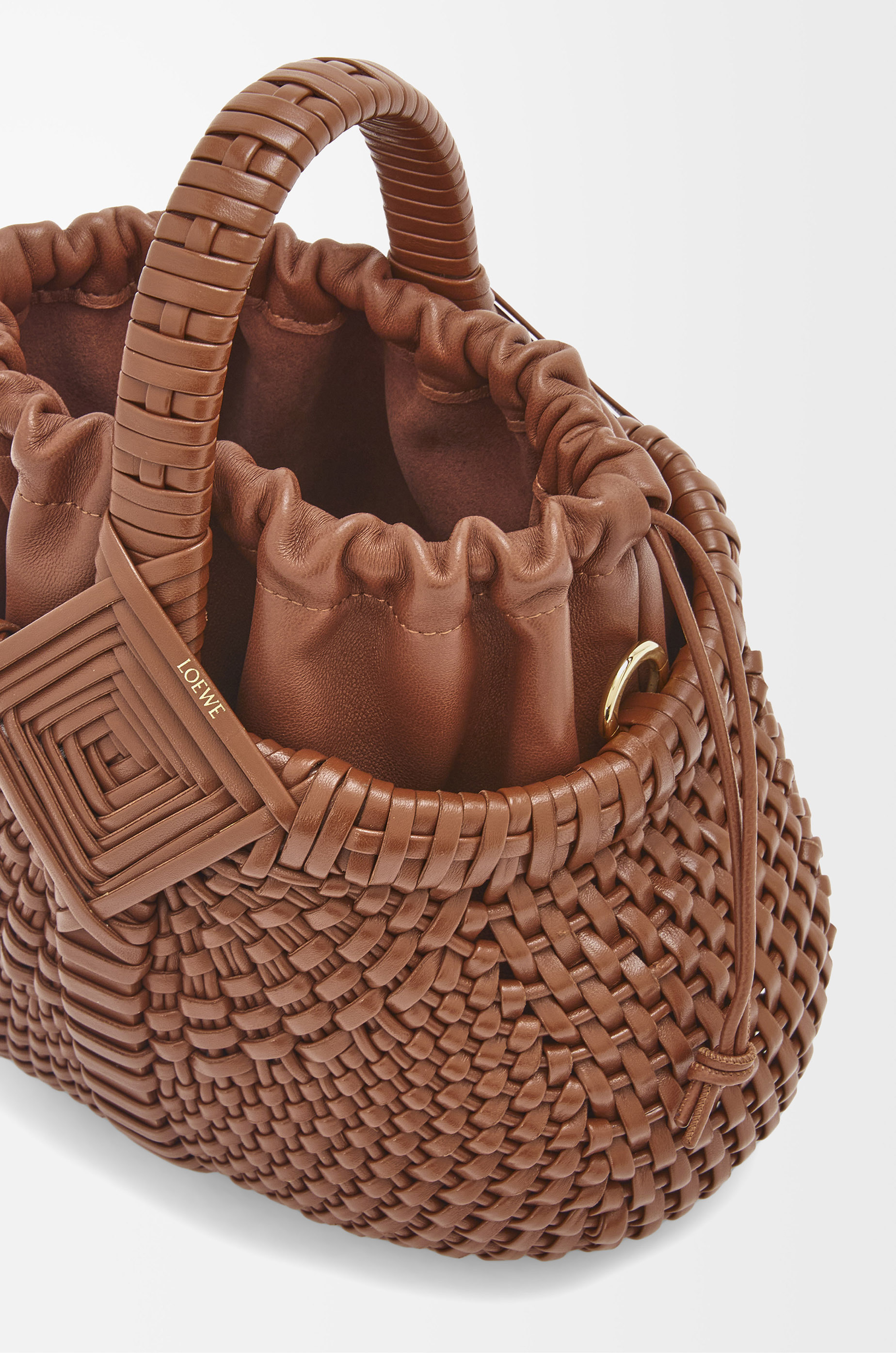 Mini Diamond Round Basket bag in calfskin - 7