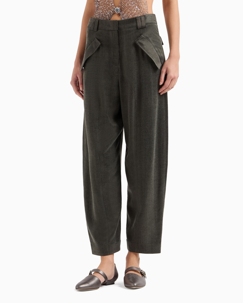 GIORGIO ARMANI STRAIGHT-CUT VISCOSE AND CUPRO TROUSERS outlook
