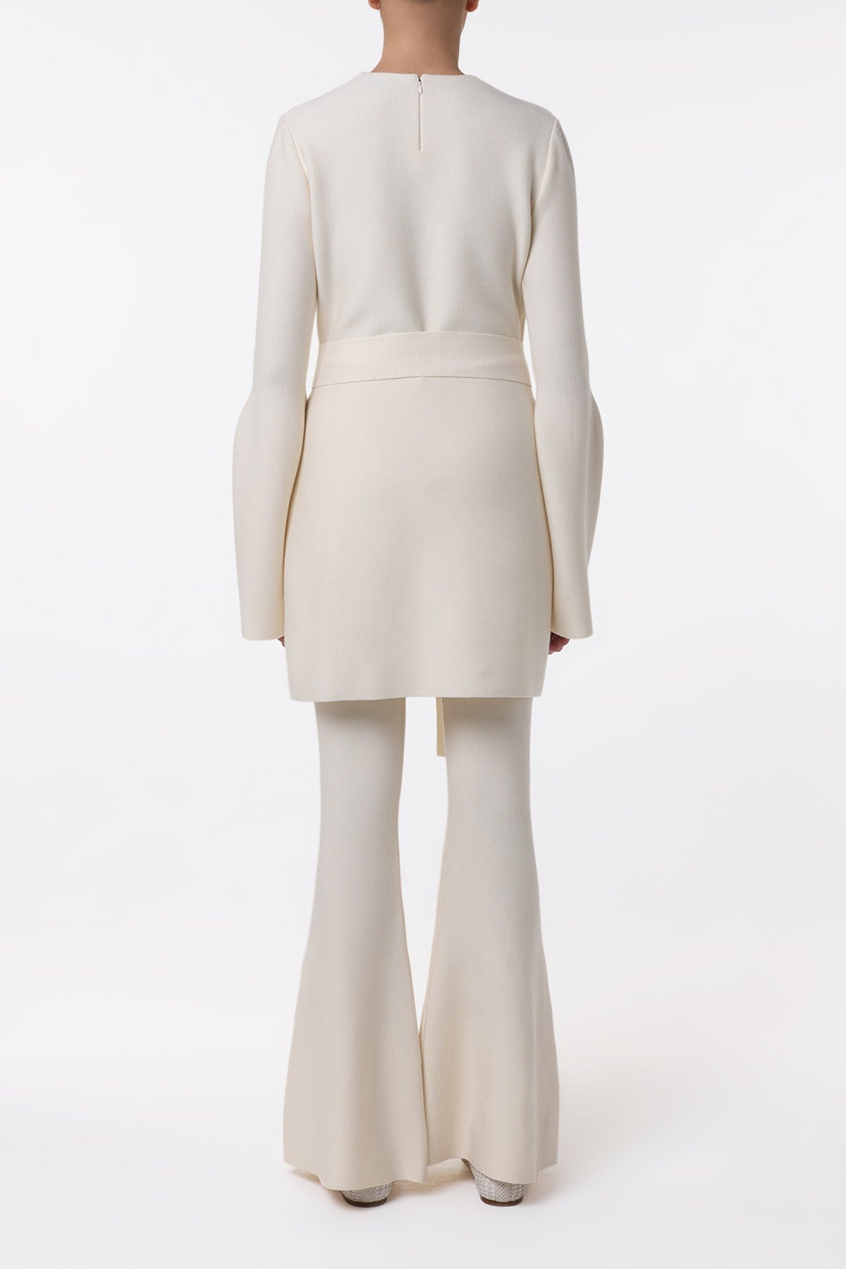 Tenas Knit Mini Dress in Ivory Merino Wool Cashmere - 5