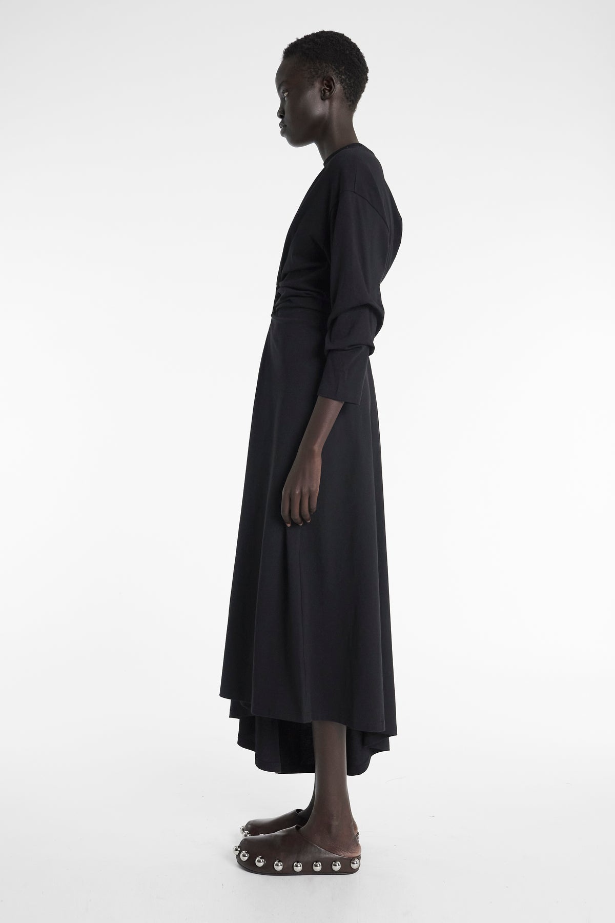 KNOTTED JERSEY DRESS BLACK - 5