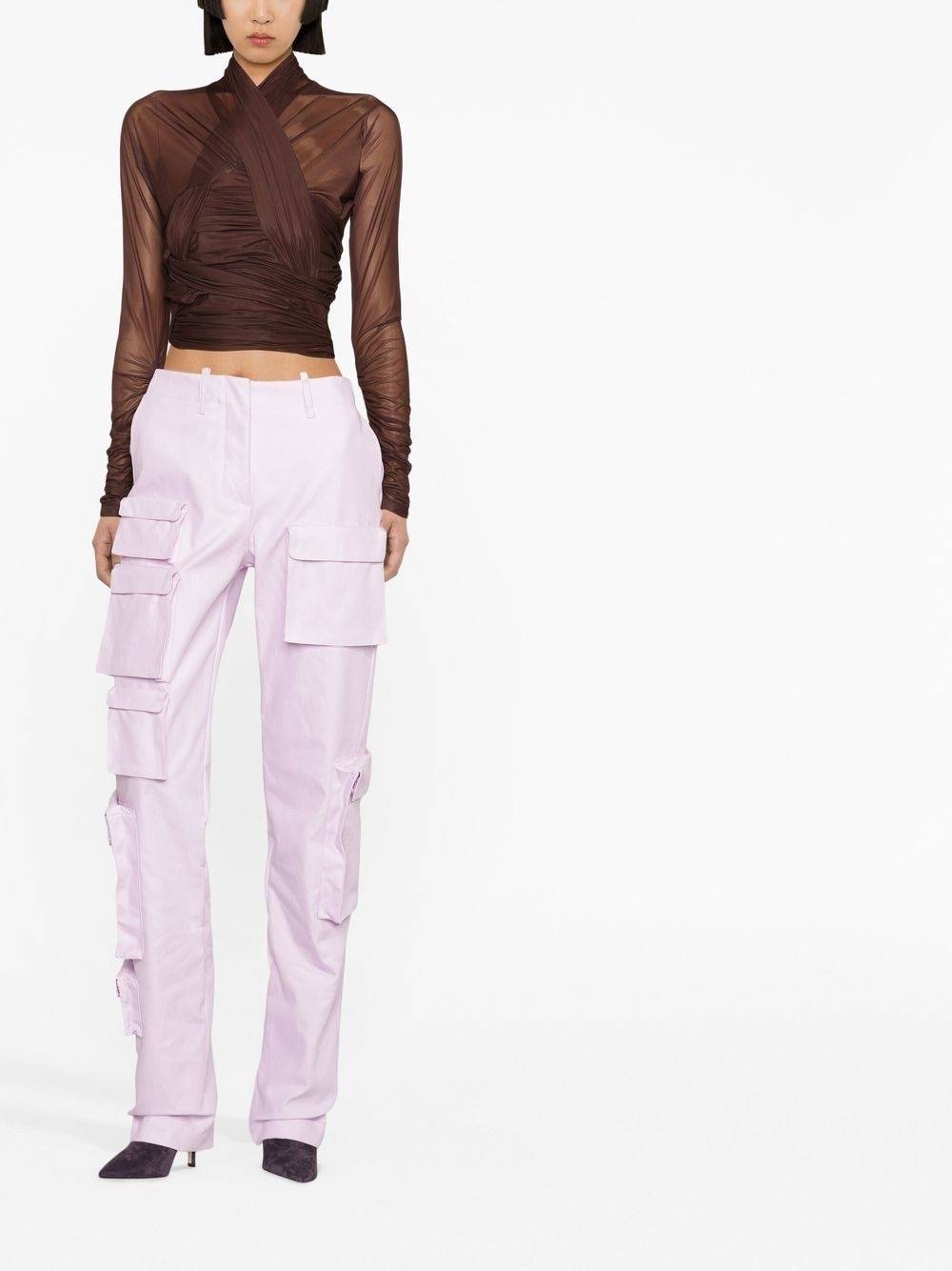 high-waisted cargo trousers - 2