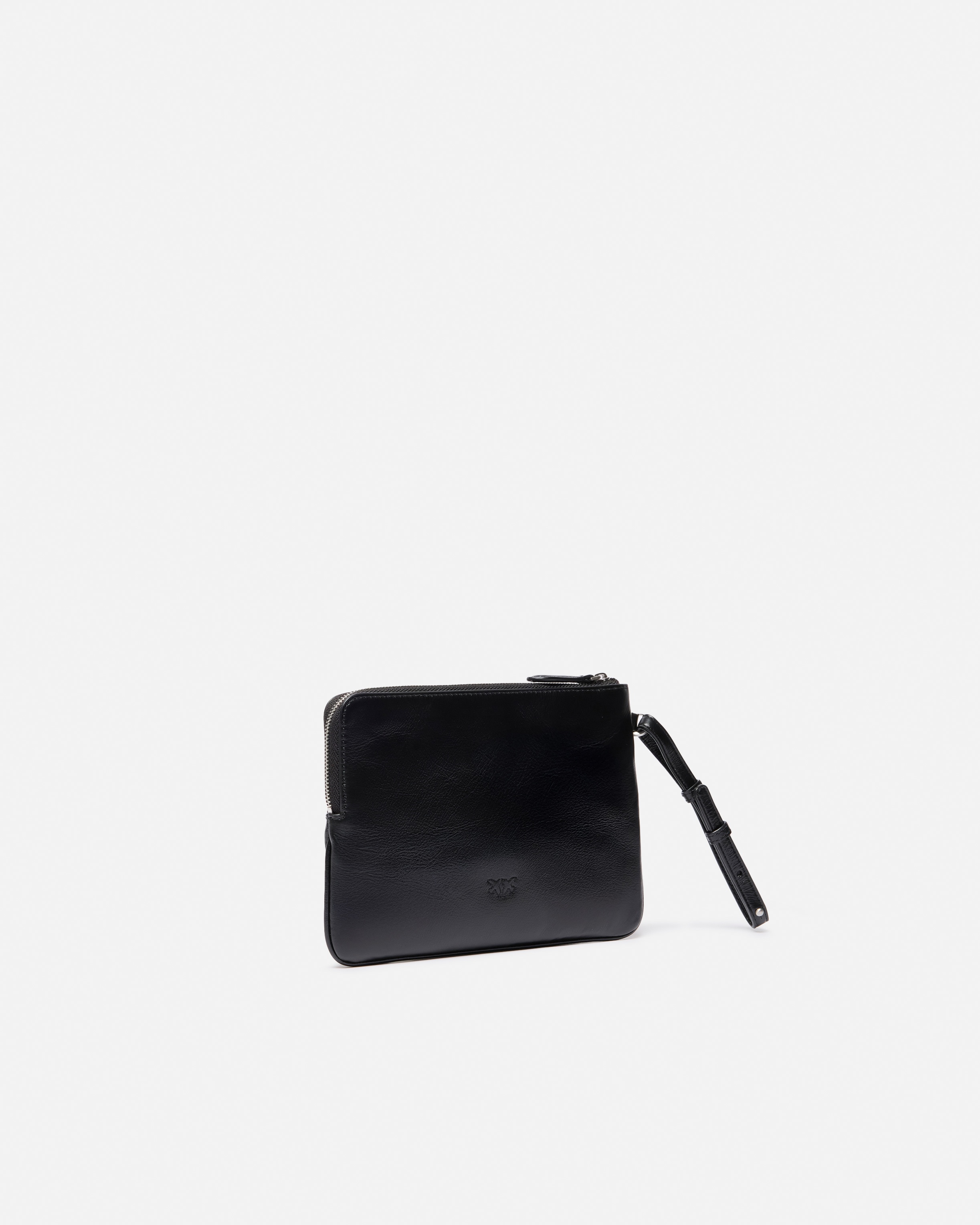 SQUARE WRIST CLUTCH BAG WITH UCCELLINI LOGO IN SHINY LEATHER - 2