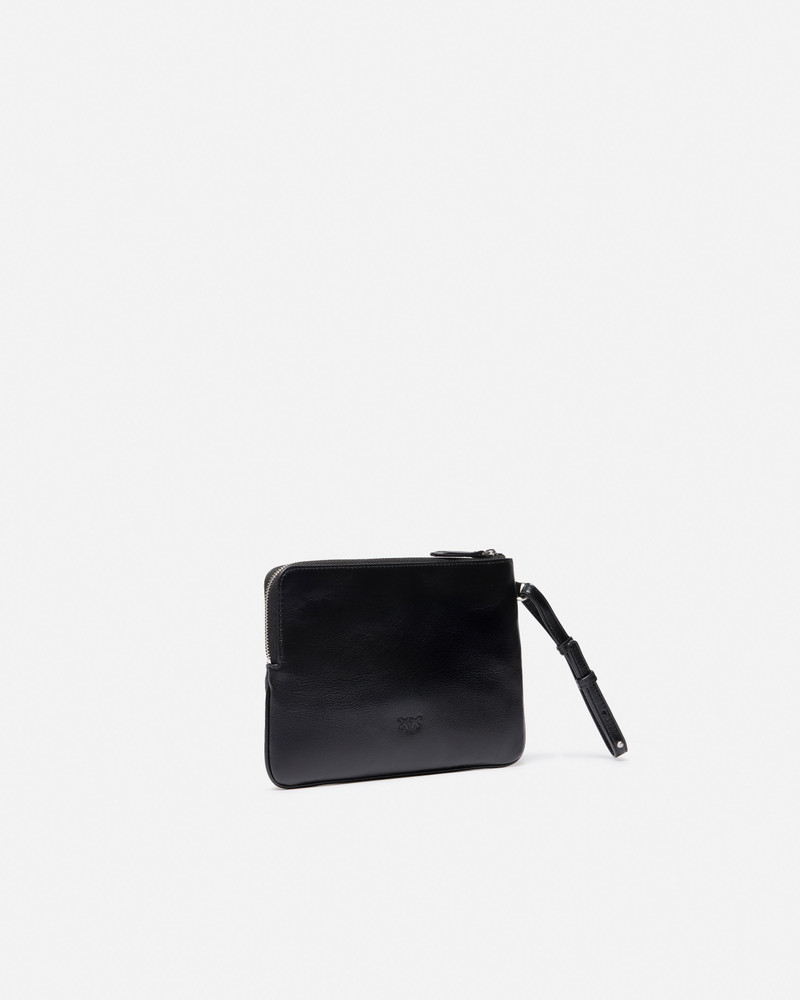 PINKO SQUARE WRIST CLUTCH BAG WITH UCCELLINI LOGO IN SHINY LEATHER outlook