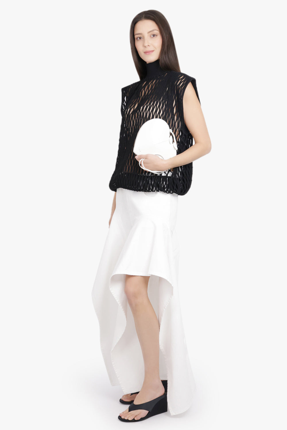 RUFFLE LAYER DENIM JEAN | WHITE - 2