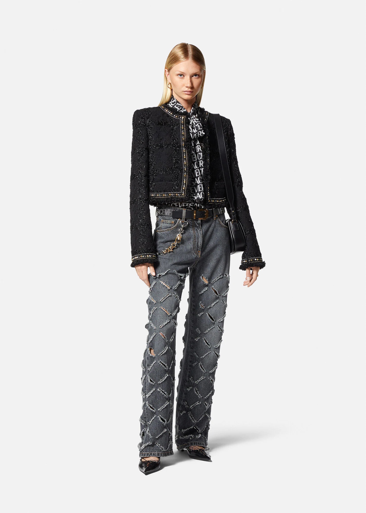 Slashed Wide-Leg Jeans - 2