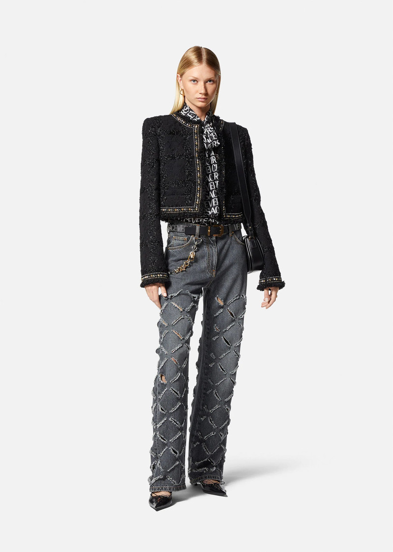 VERSACE Slashed Wide-Leg Jeans outlook