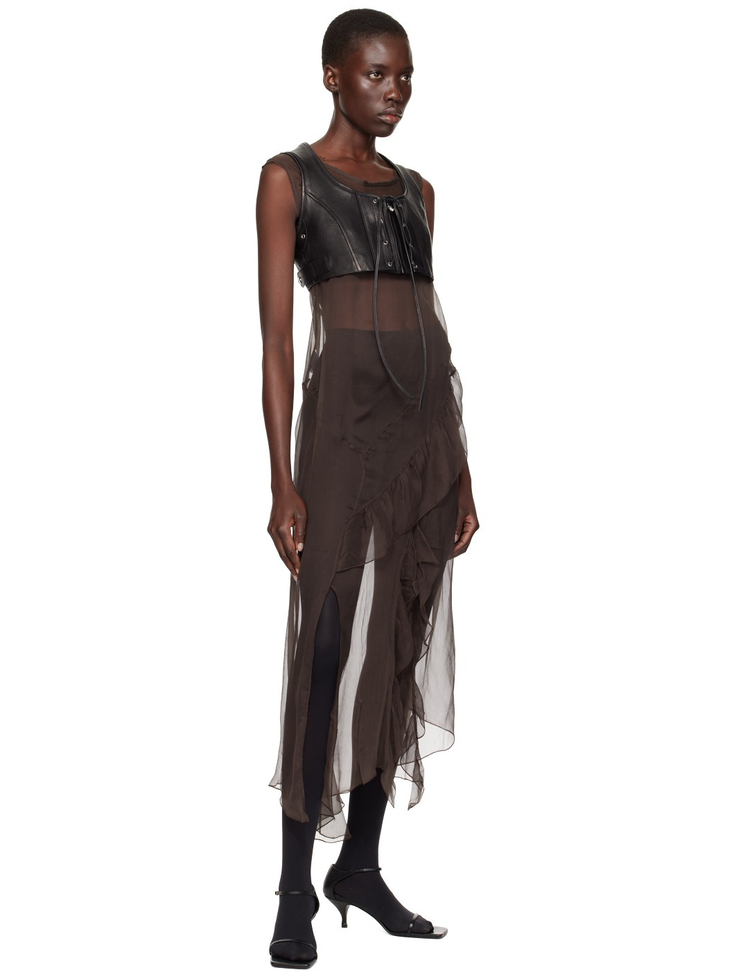 Black Motorcycle Bustier Vest - 4