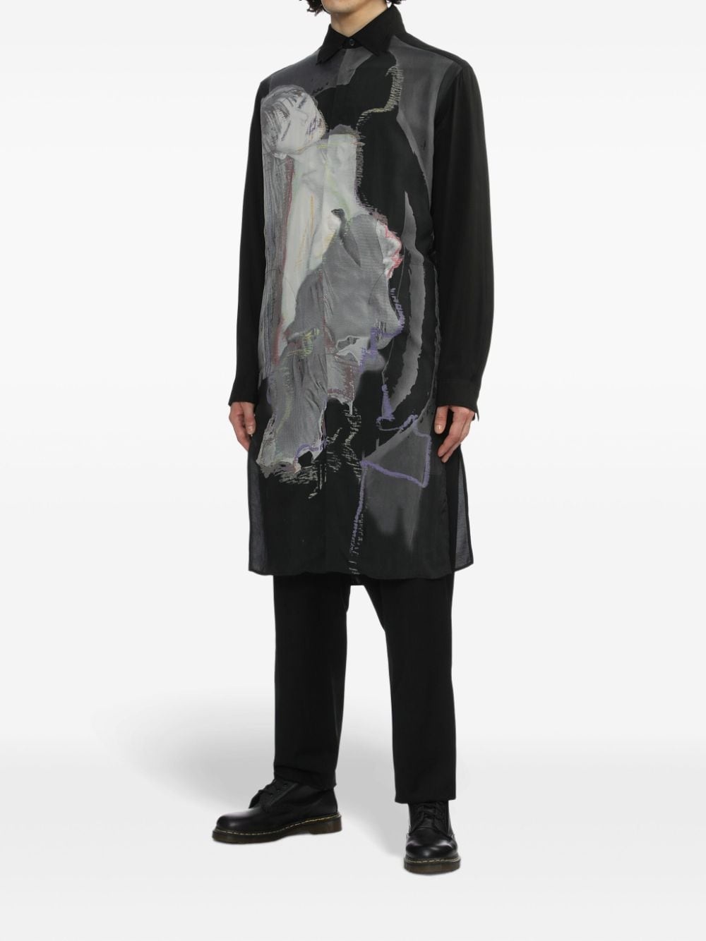 illustration-print shirt - 3