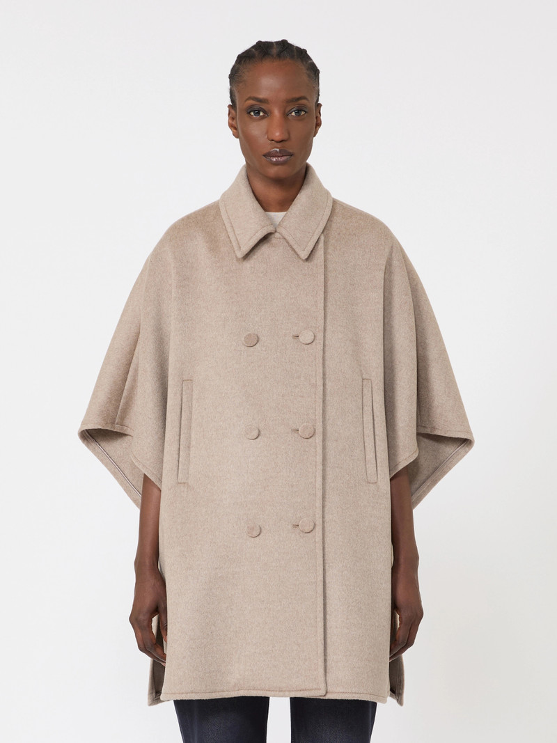 FARAONE Lightweight cashmere broadcloth cape - TAWNY BRONZE BROWN 3