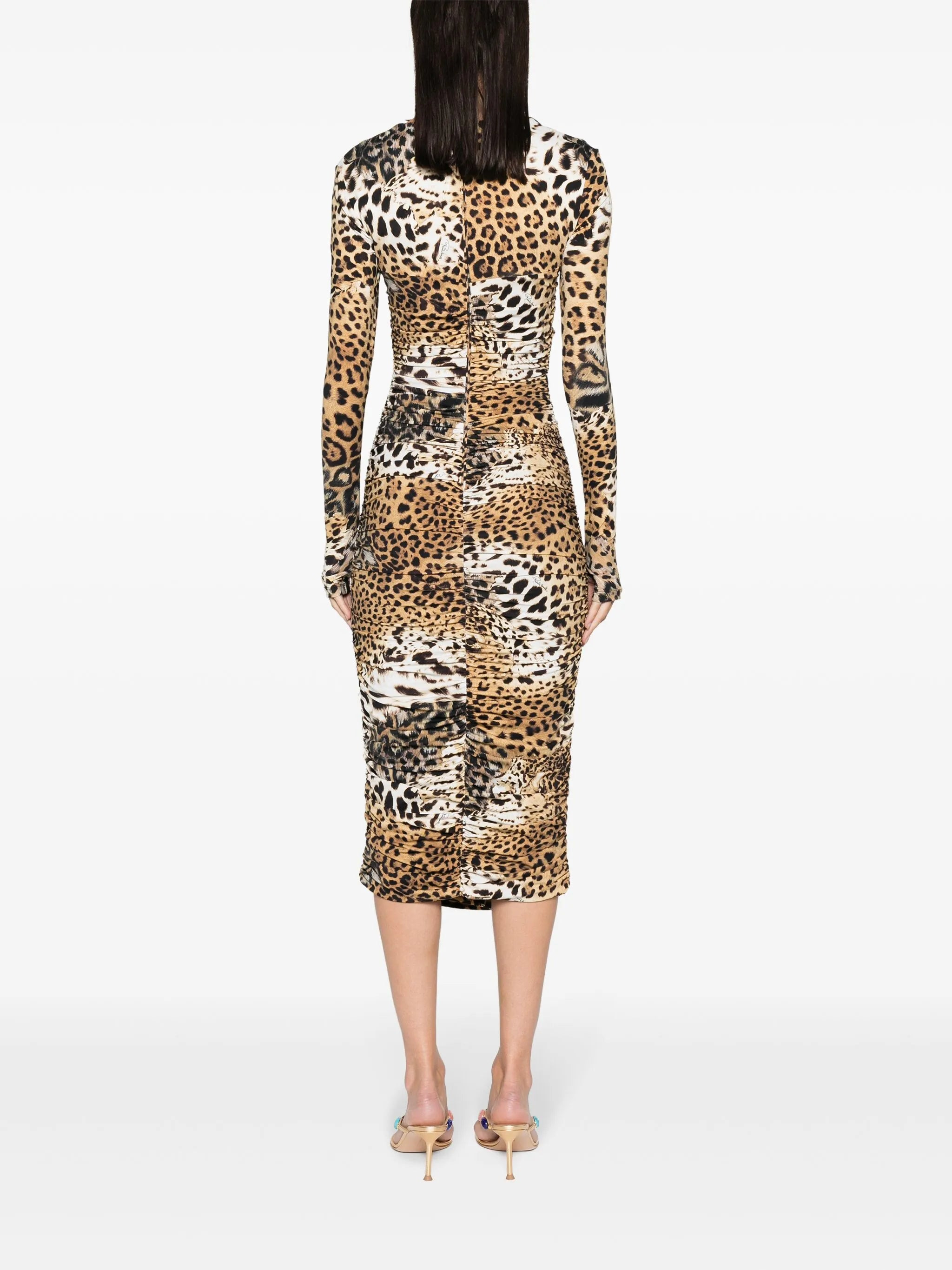 Roberto Cavalli Jaguar Skin-print Ruched Dress - 3