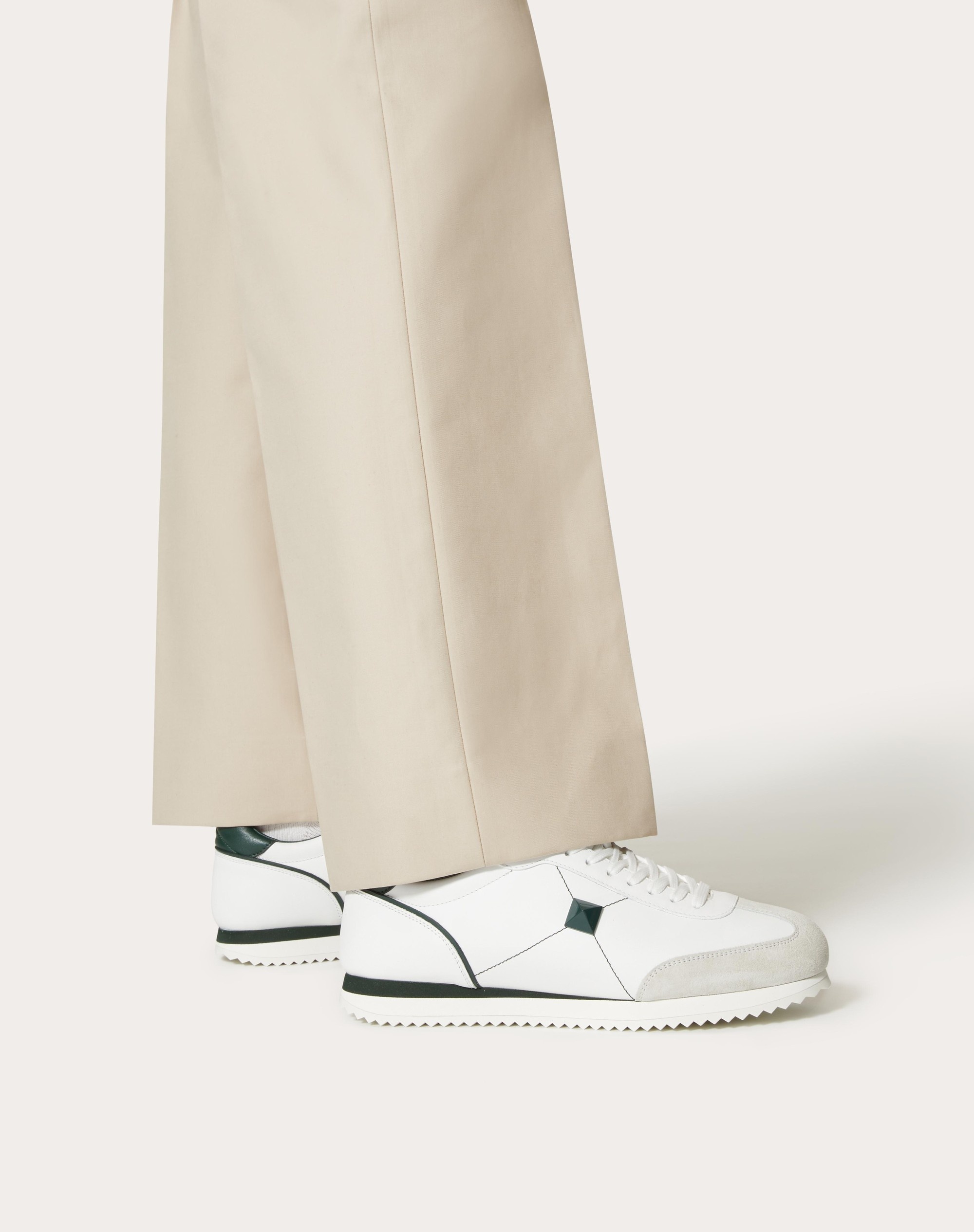 STUD AROUND LOW-TOP CALFSKIN AND NAPPA LEATHER SNEAKER - 6