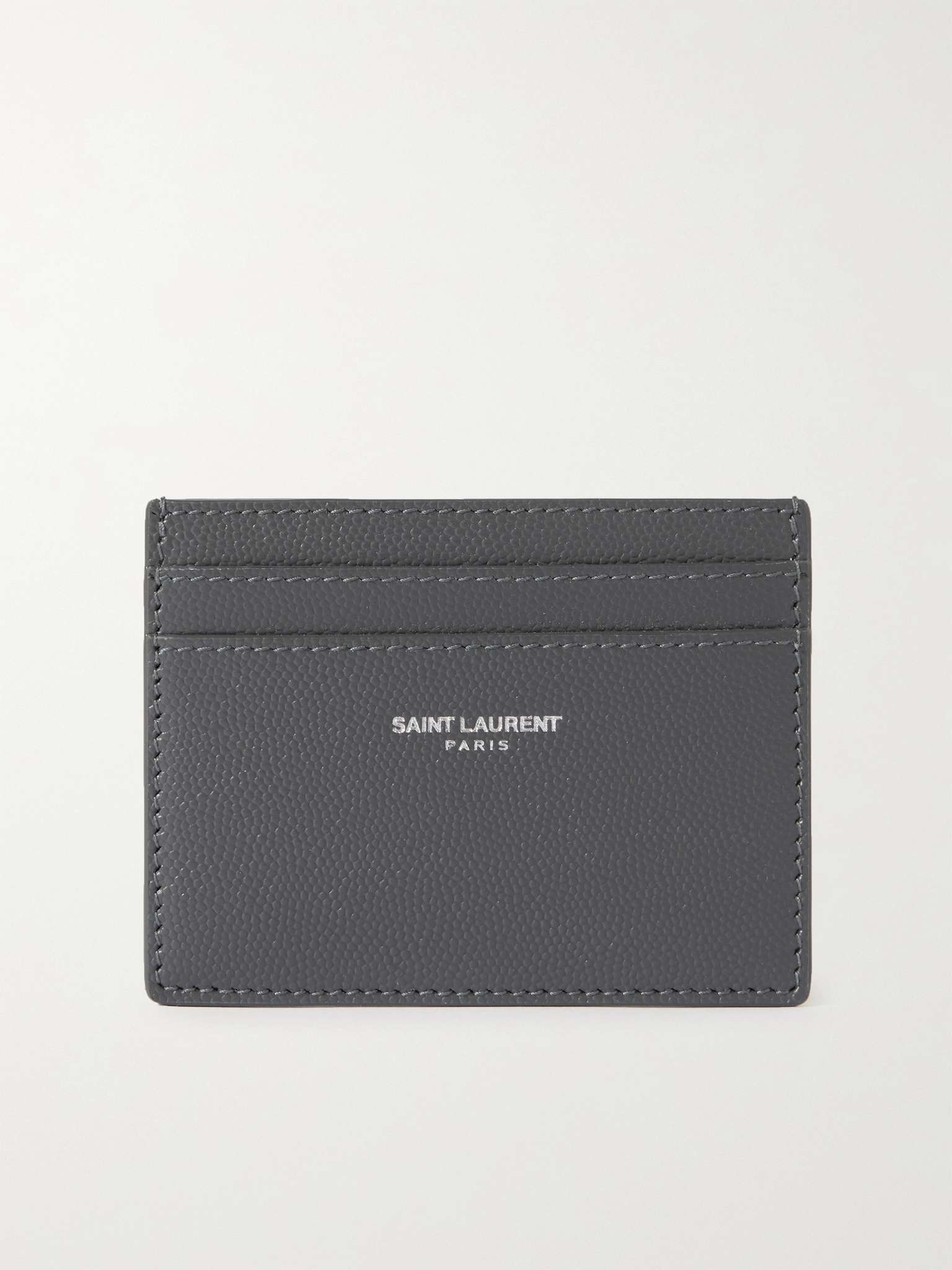 Logo-Print Pebble-Grain Leather Cardholder - 1