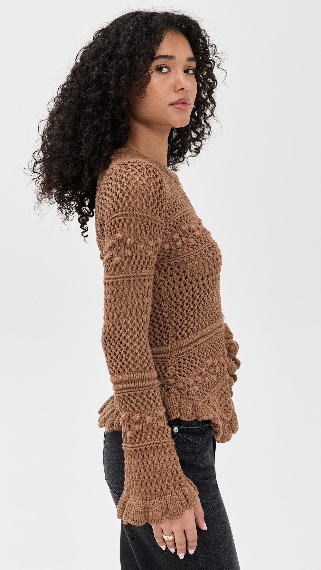 Kiva Open Stitch Ruffle Cardigan - 3