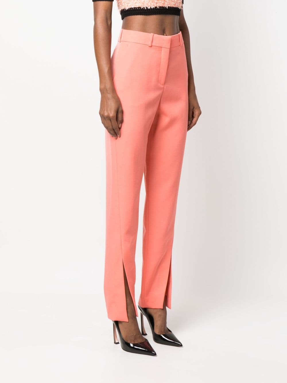 split-hem virgin wool tapered trousers - 3