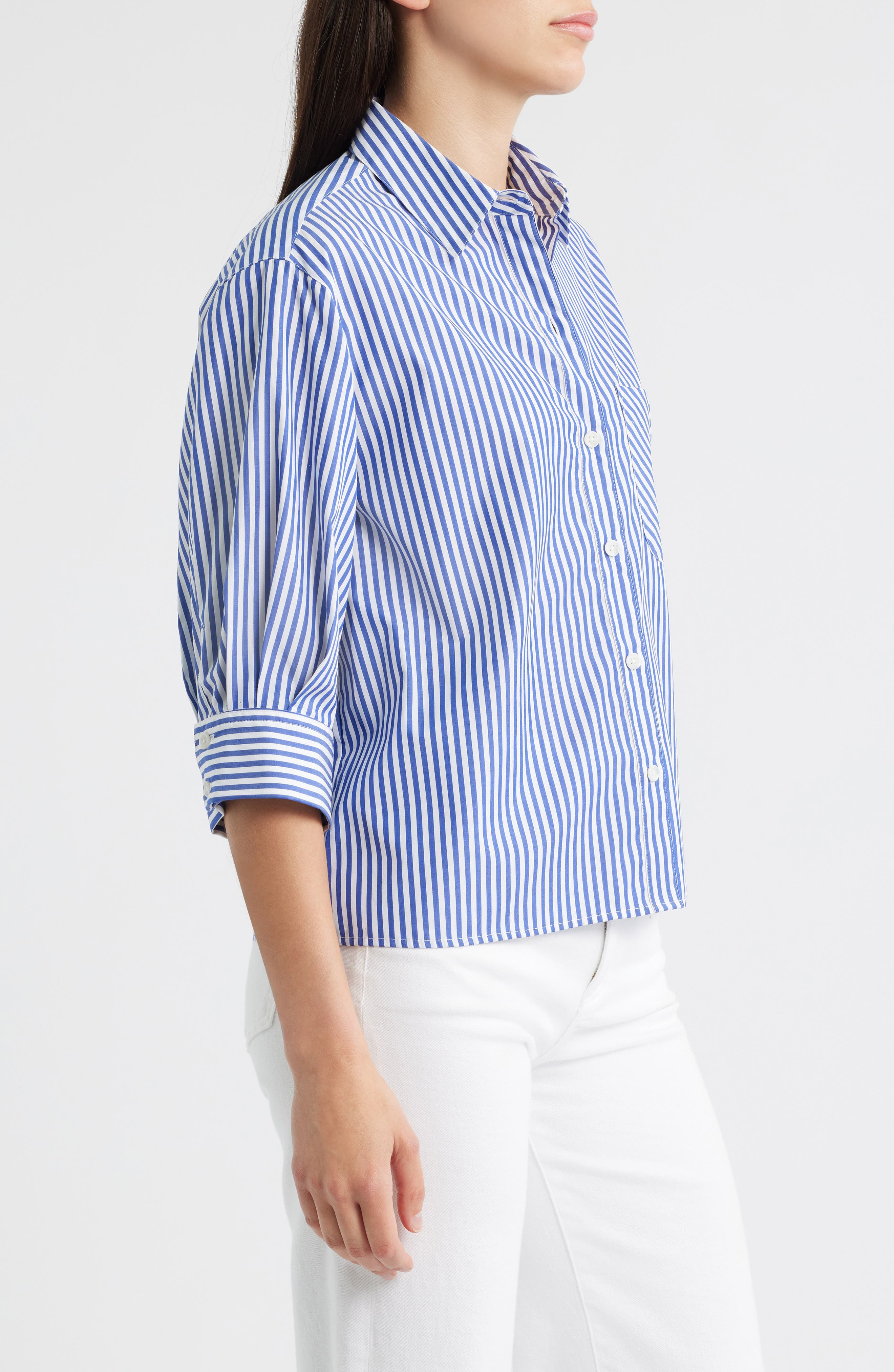 rag & bone Lucia Stripe Poplin Button-Up Shirt in Navy Stripe at Nordstrom - 3
