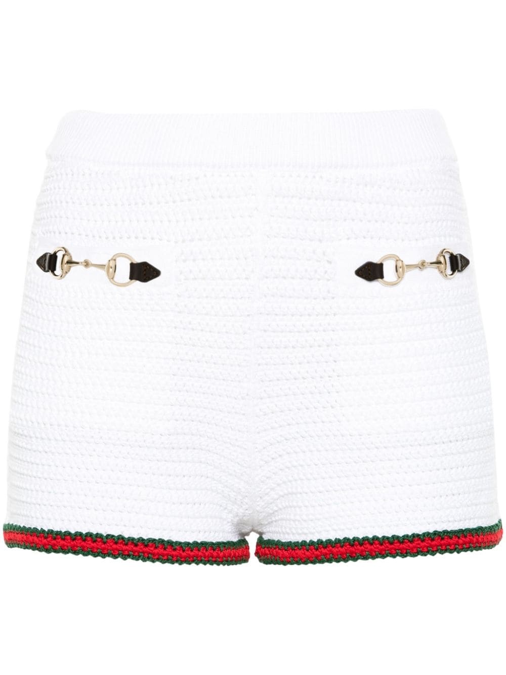 Horsebit-detail crochet-knit shorts - 1