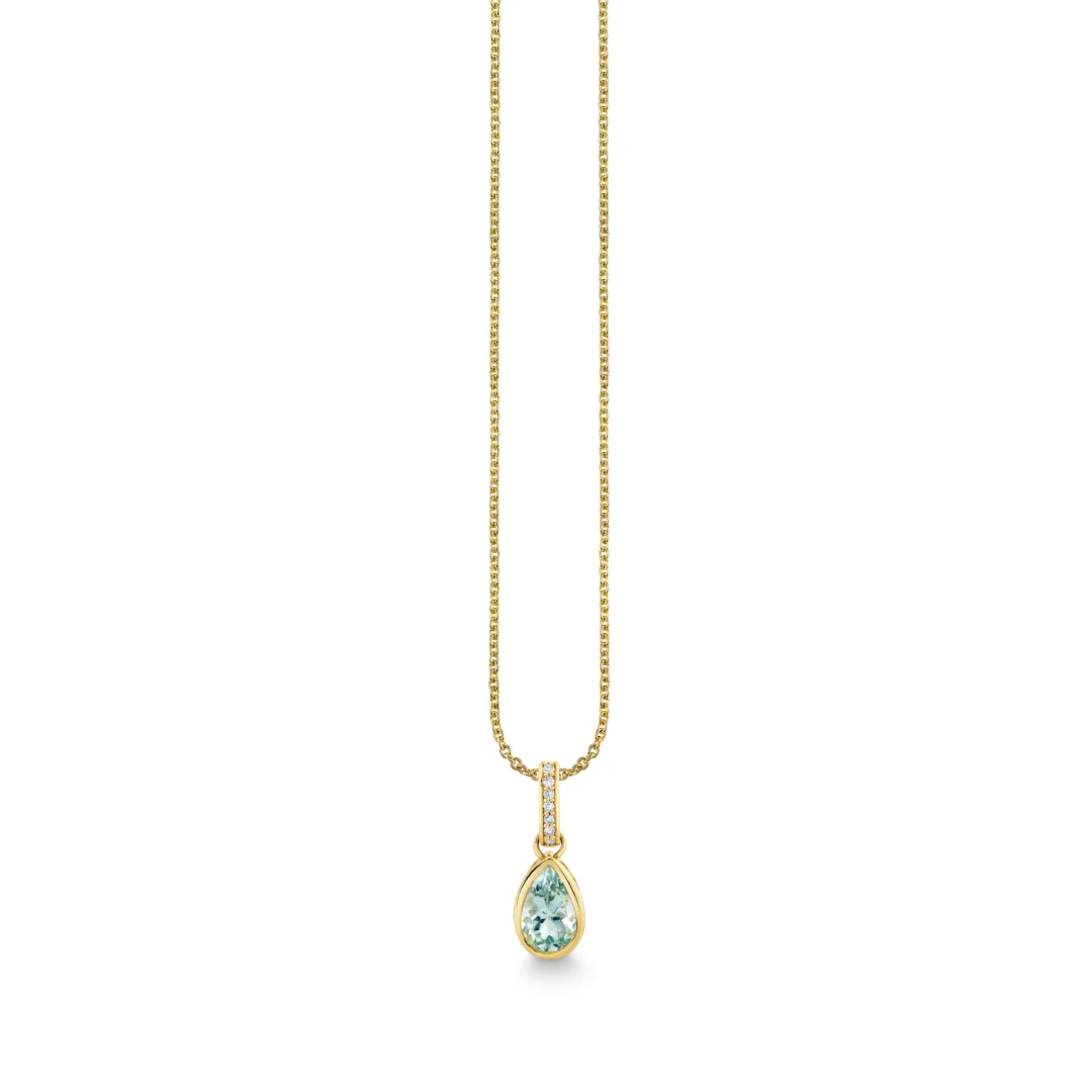 Aquamarine Pear Drop Necklace - 1