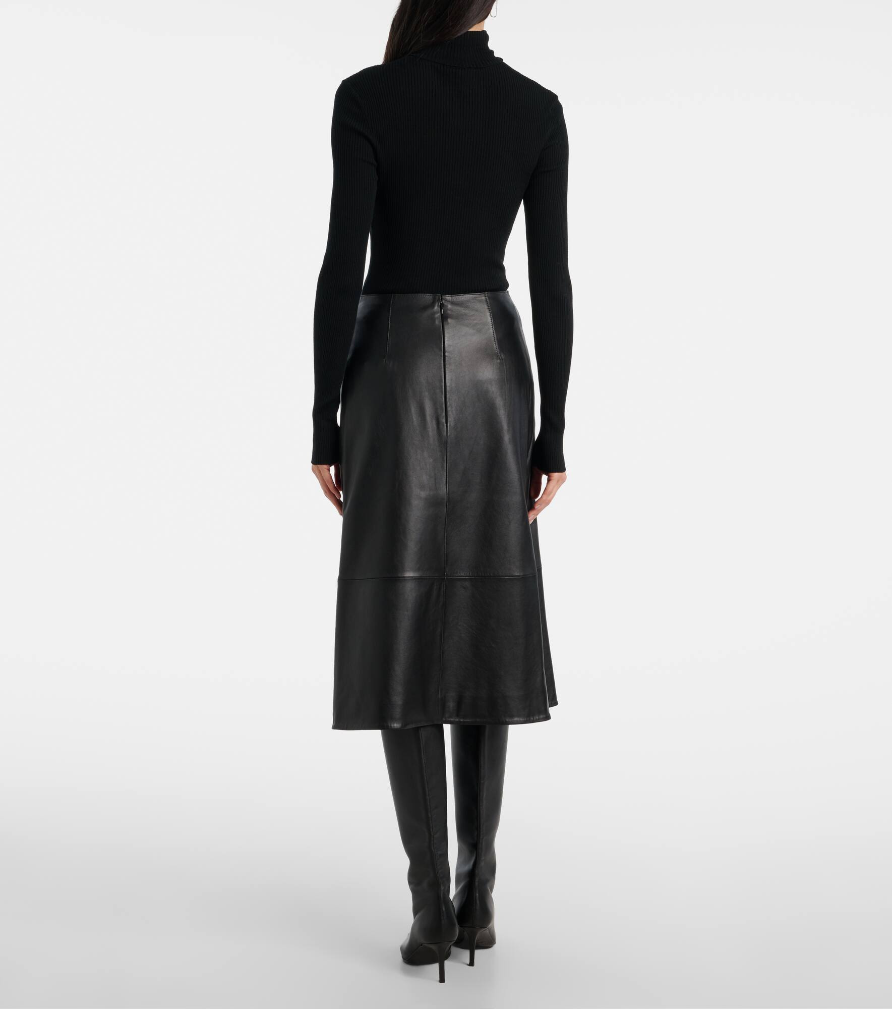 Leather midi skirt - 3