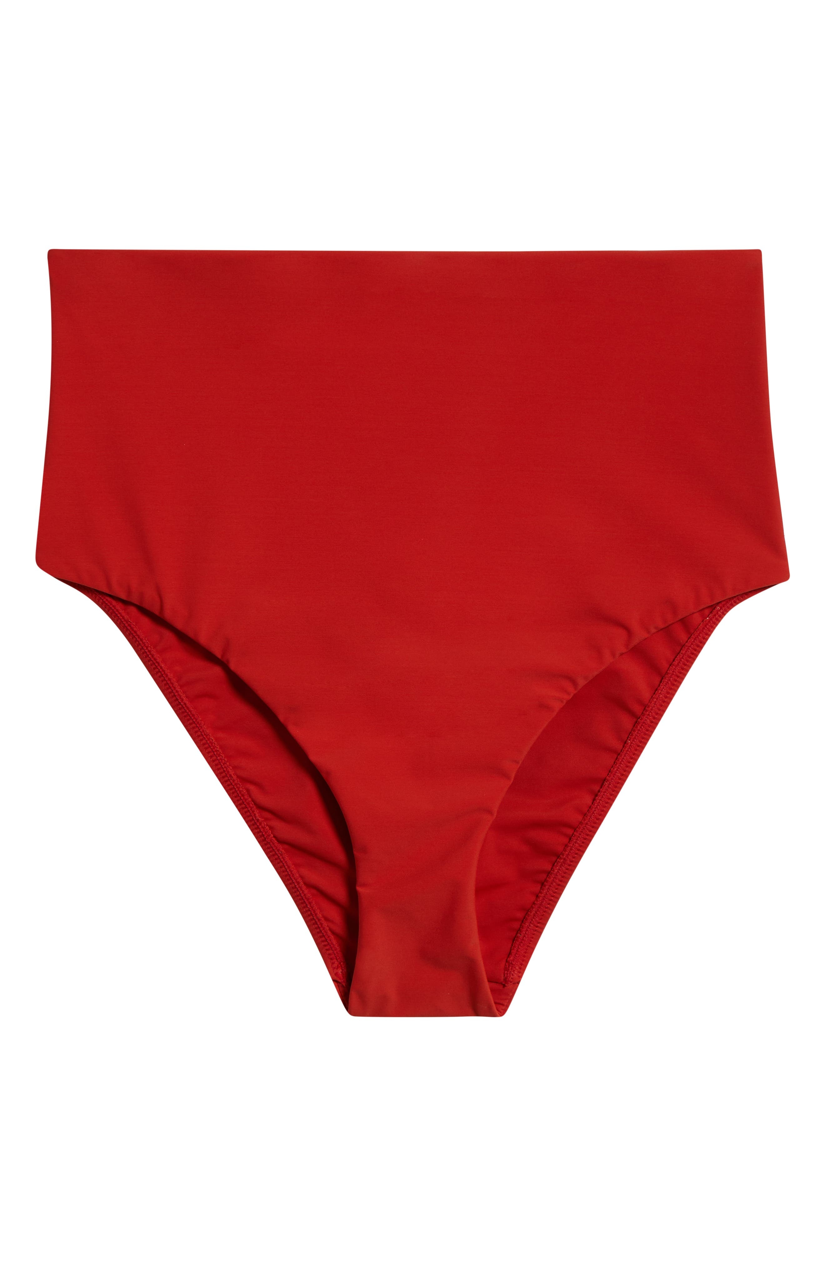 BONDI BORN Faith High Waist Bikini Bottoms in Rosso at Nordstrom - 6