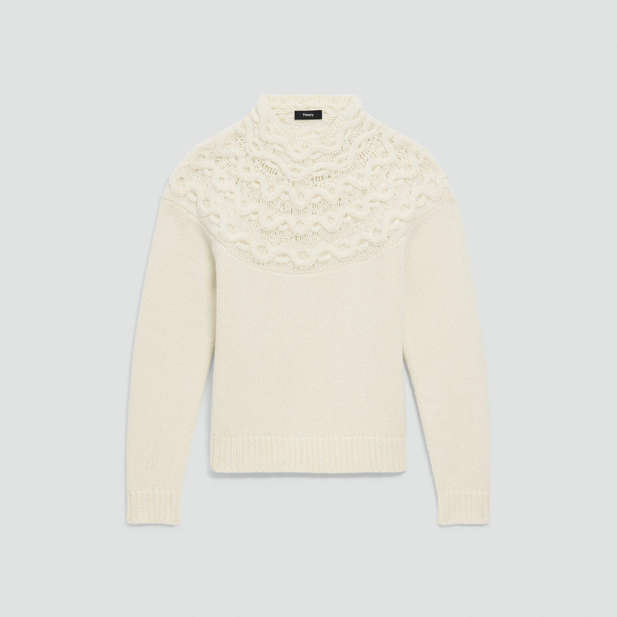 Cable-Knit Yoke Sweater in Felted Wool-Cashmere - 1