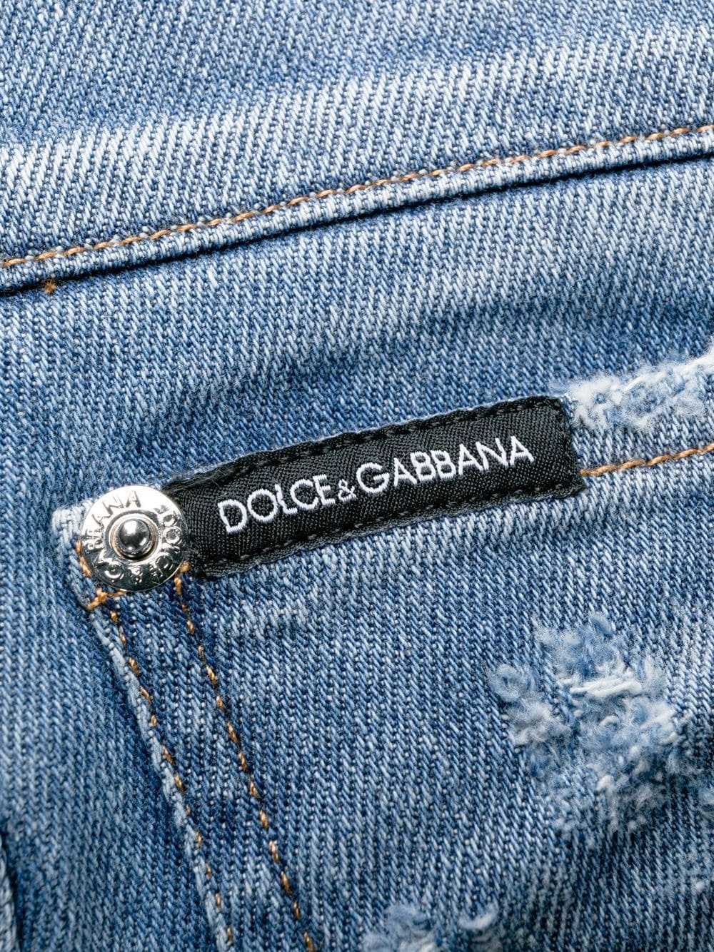 logo-plaque distressed jeans - 6