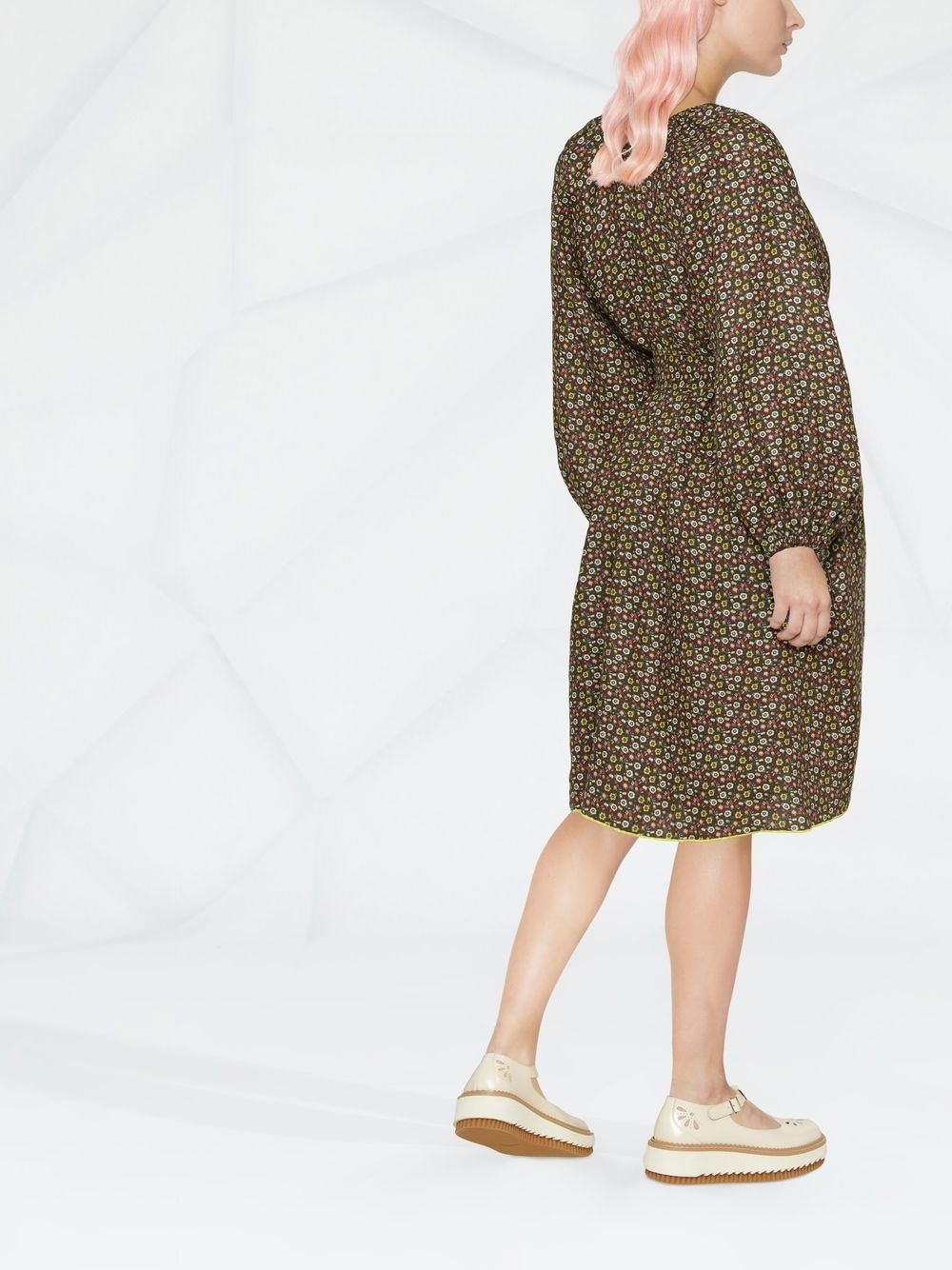 belted floral-print dress - 4