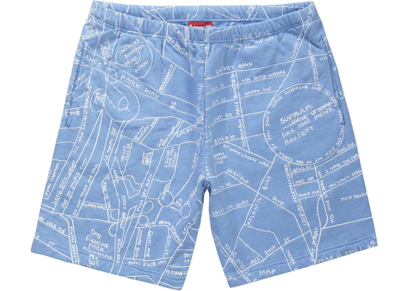 Supreme Gonz Embroidered Map Sweatshort Columbia Blue - 1