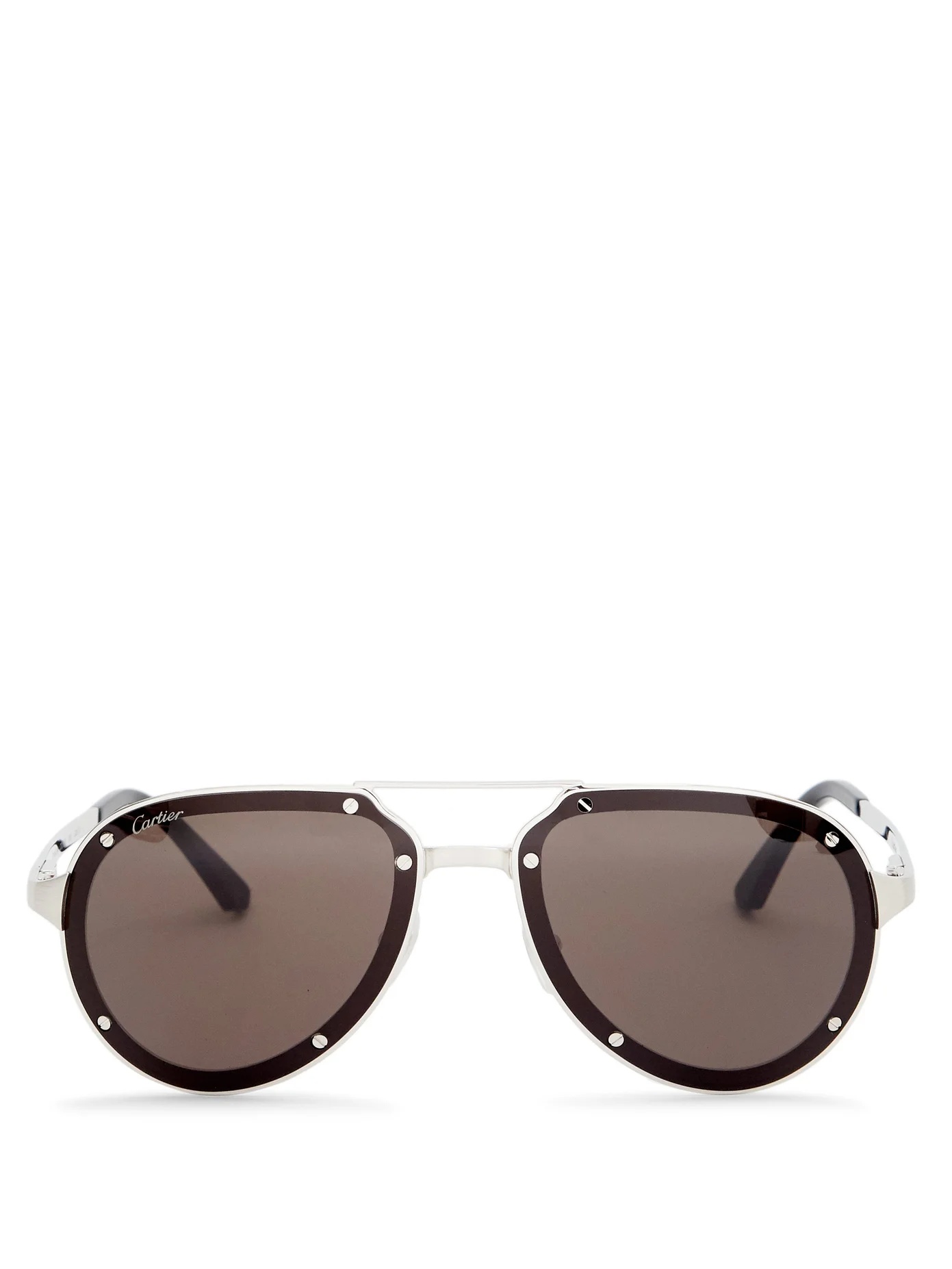 Santos de Cartier aviator brushed-metal sunglasses - 1