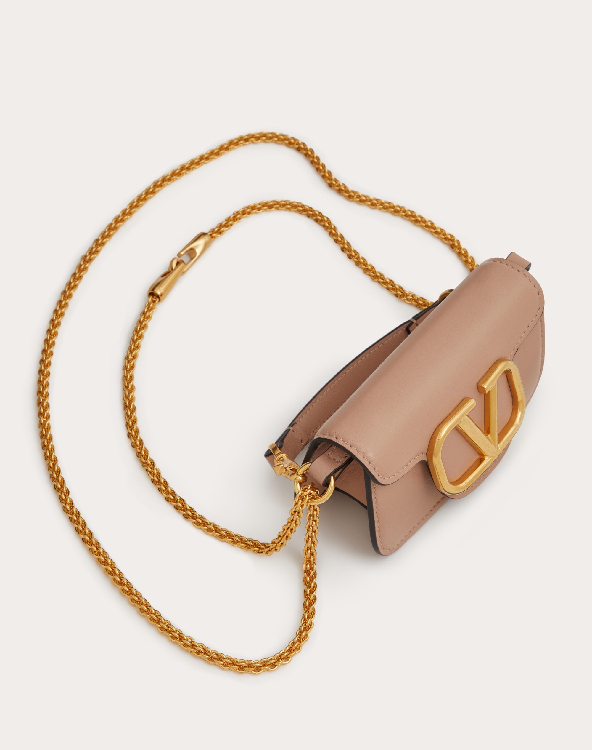 VALENTINO GARAVANI LOCÒ MICRO BAG IN CALFSKIN LEATHER WITH CHAIN - 5