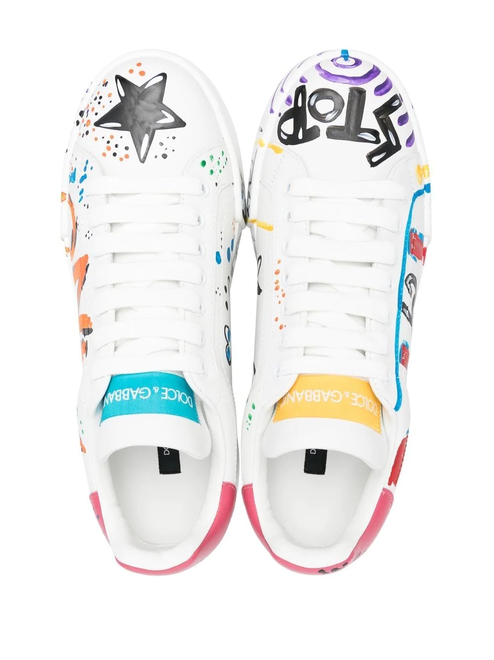 Portofino painted lace-up sneakers - 4