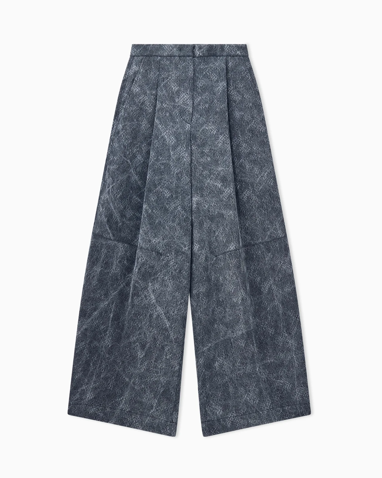 HIGH-WAISTED PANTS IN GEOMETRIC JACQUARD VISCOSE - 1