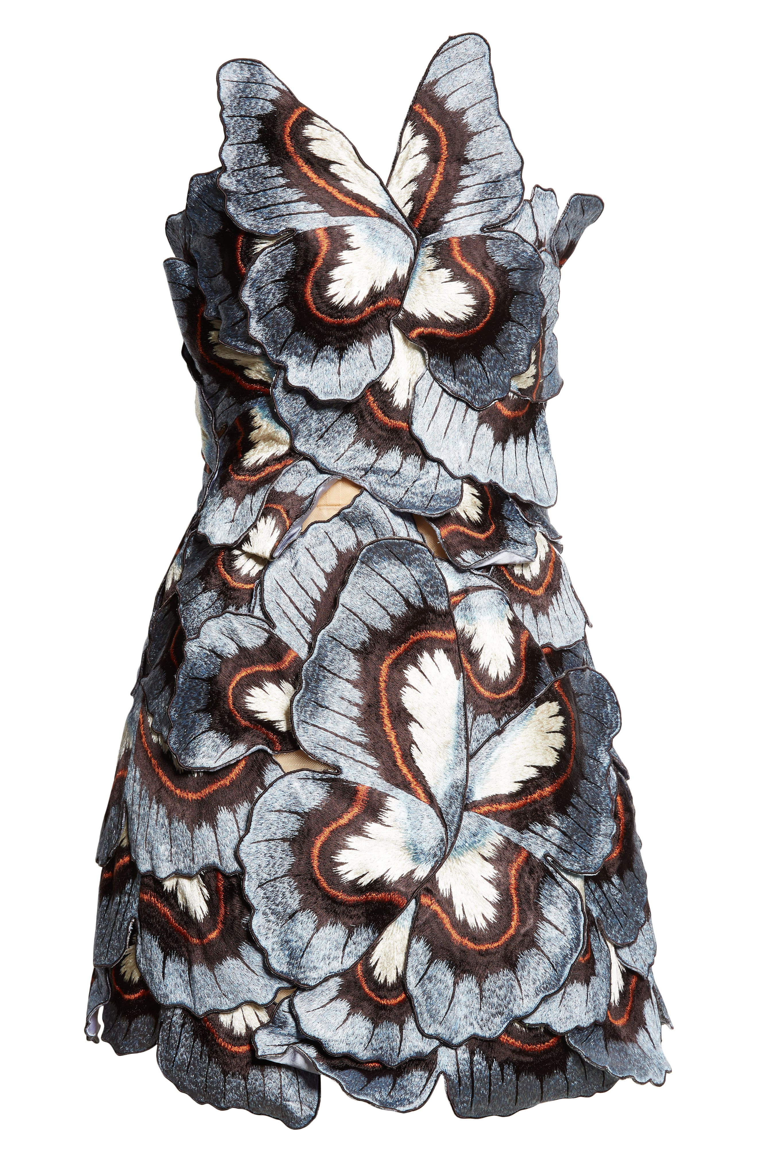 Oscar de la Renta 3D Butterfly Appliqué Strapless Dress in Blue Multi at Nordstrom - 5