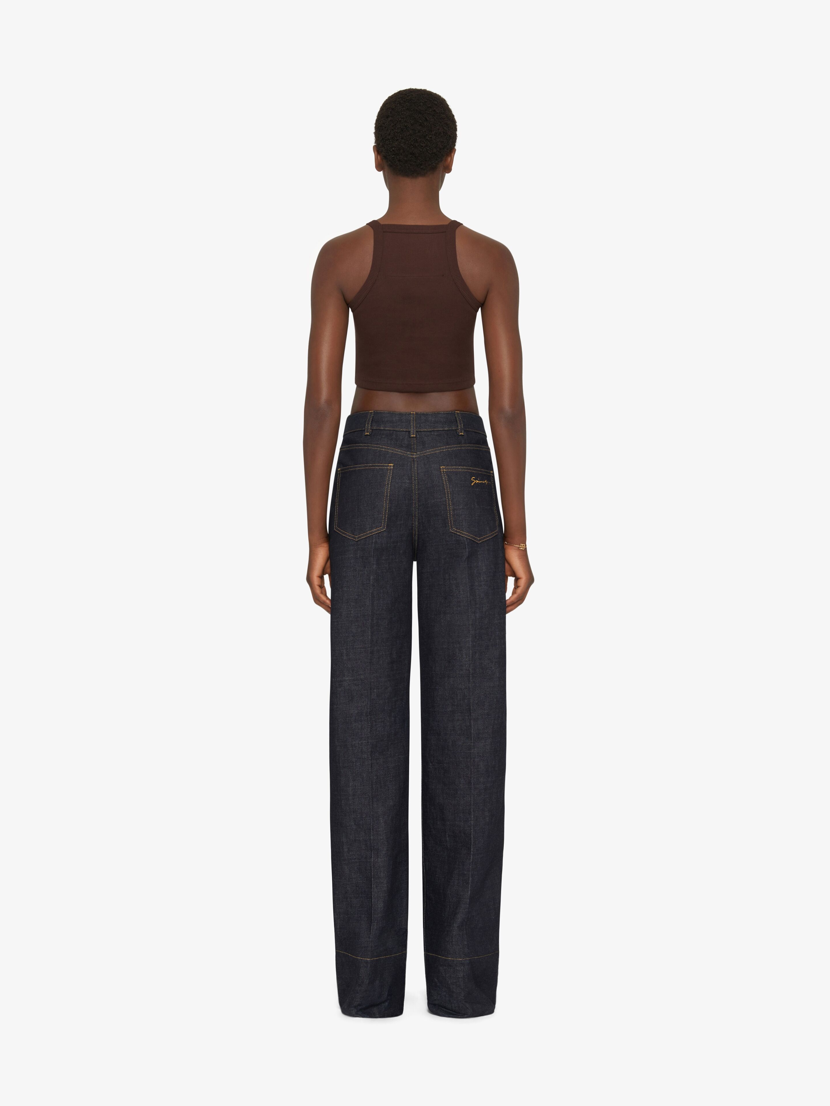 CROPPED TANK TOP IN COTTON WITH 4G DETAIL - 3