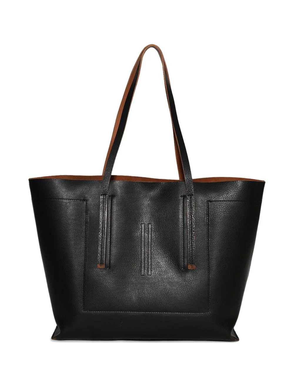 stitch-detailing leather tote bag - 1
