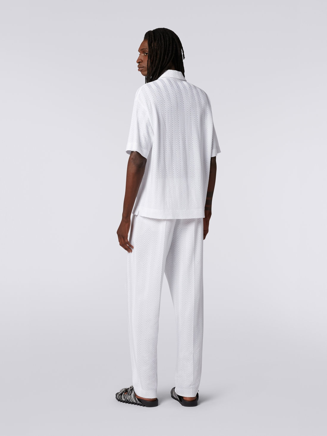 Cotton and viscose short-sleeved polo shirt - 4