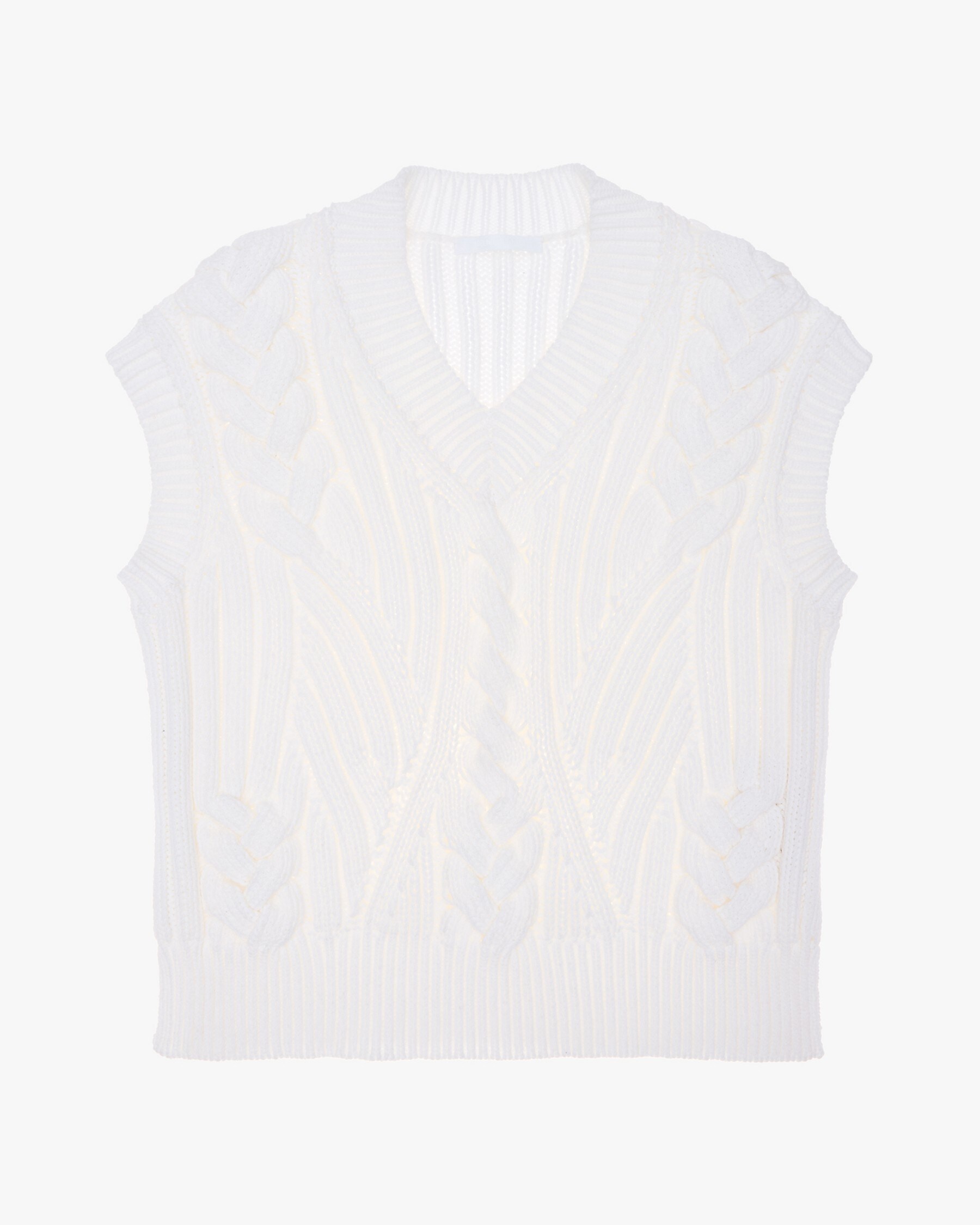 CABLE KNIT SWEATER VEST - 1