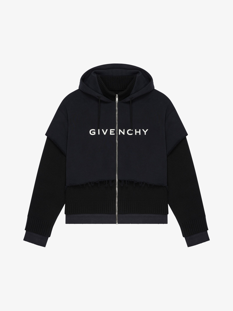 CUT & LAYER HOODIE IN WOOL AND COTTON 1