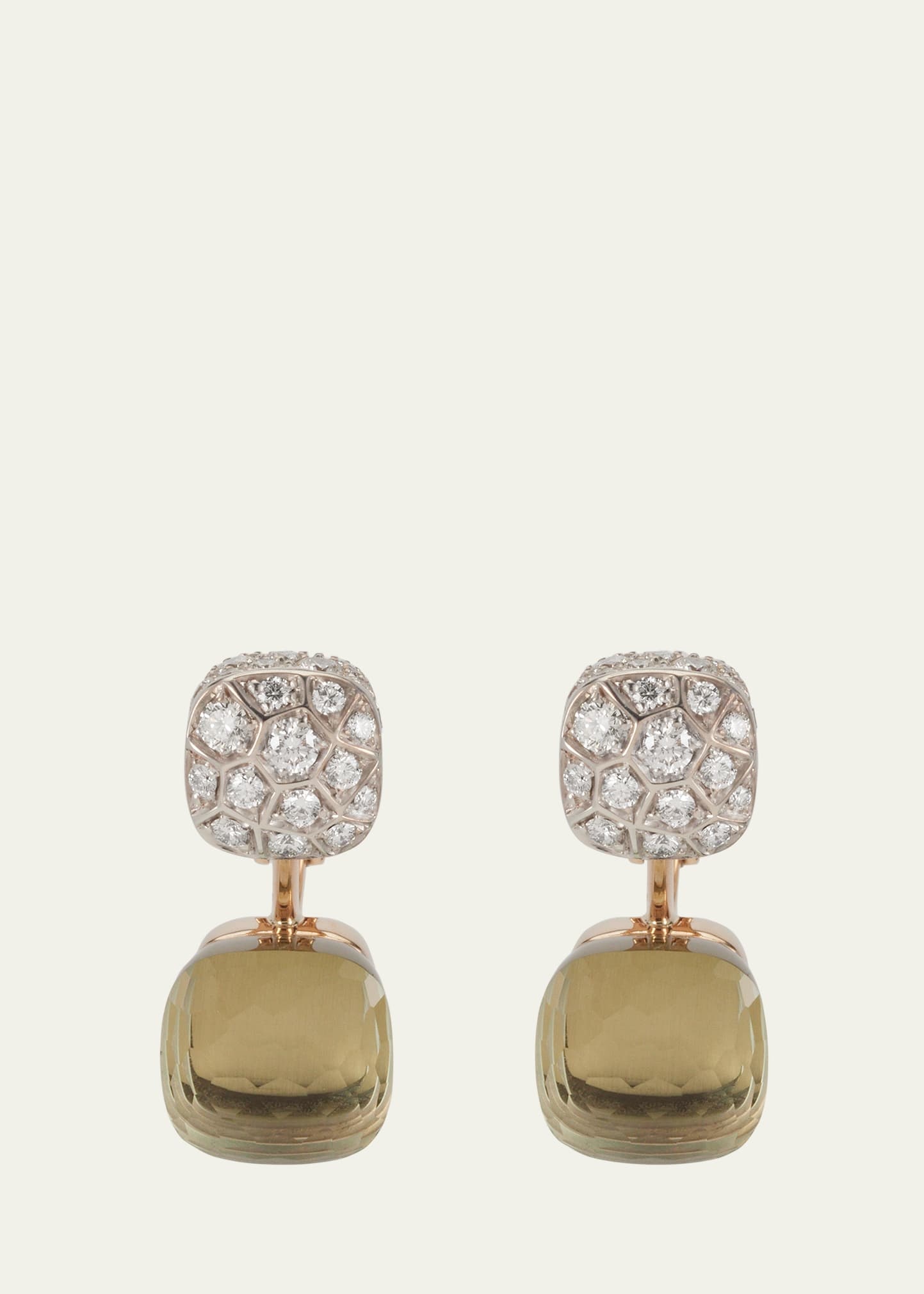 Nudo 18K Rose Gold Prasiolite and Diamond Double Drop Earrings - 1