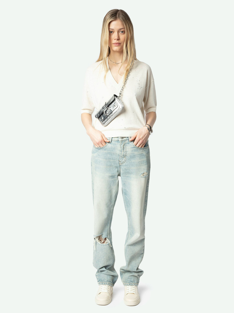 Zadig & Voltaire Wully White Rhinestone Sweater outlook