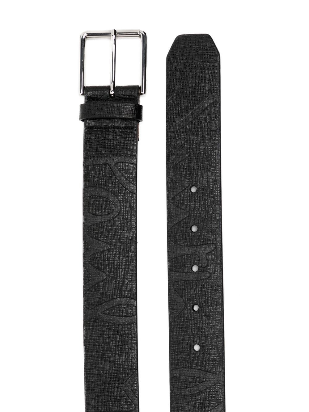 logo-embossed leather belt - 2