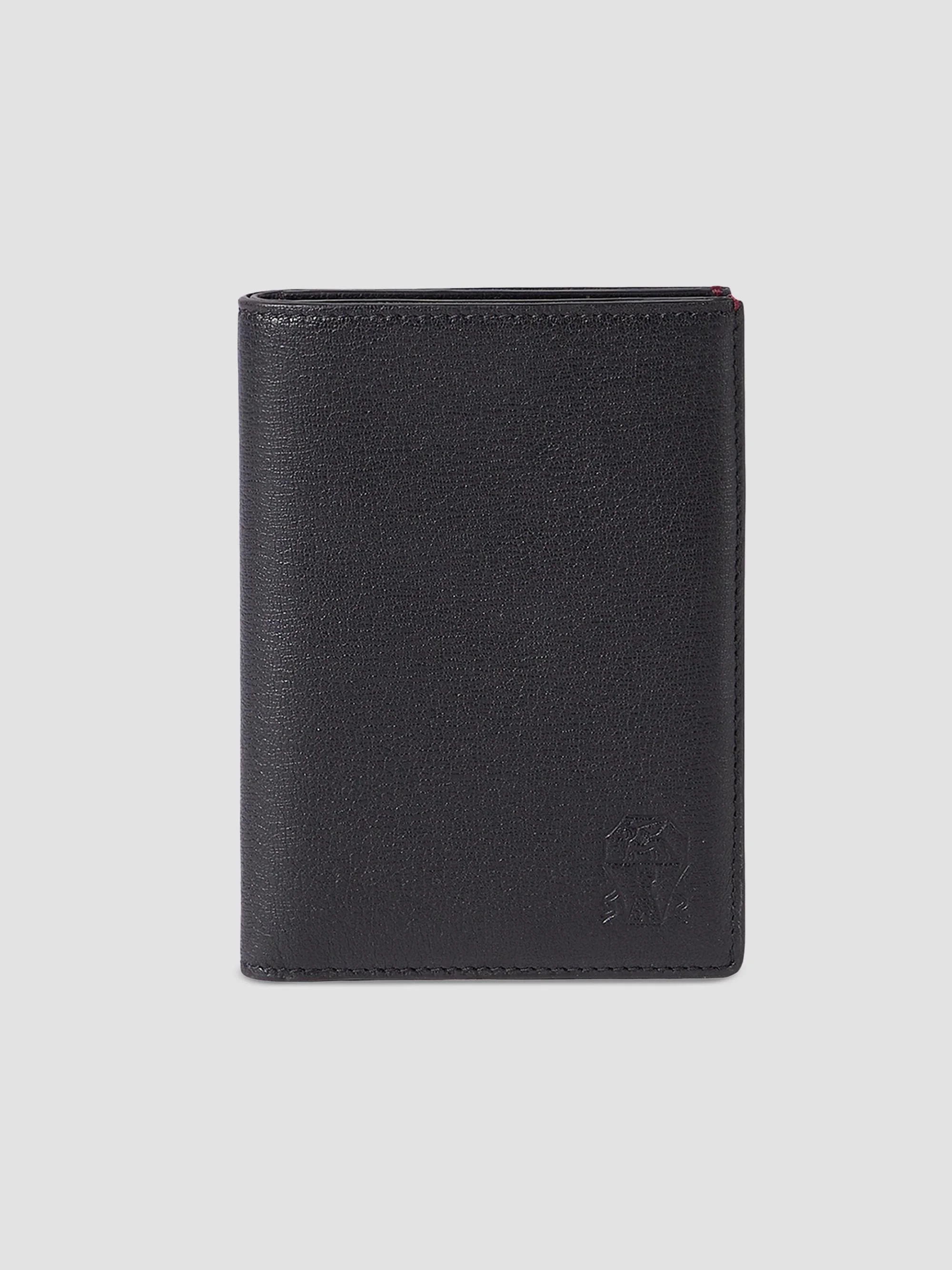 Brushed Leather Passport Holder - Black - 1