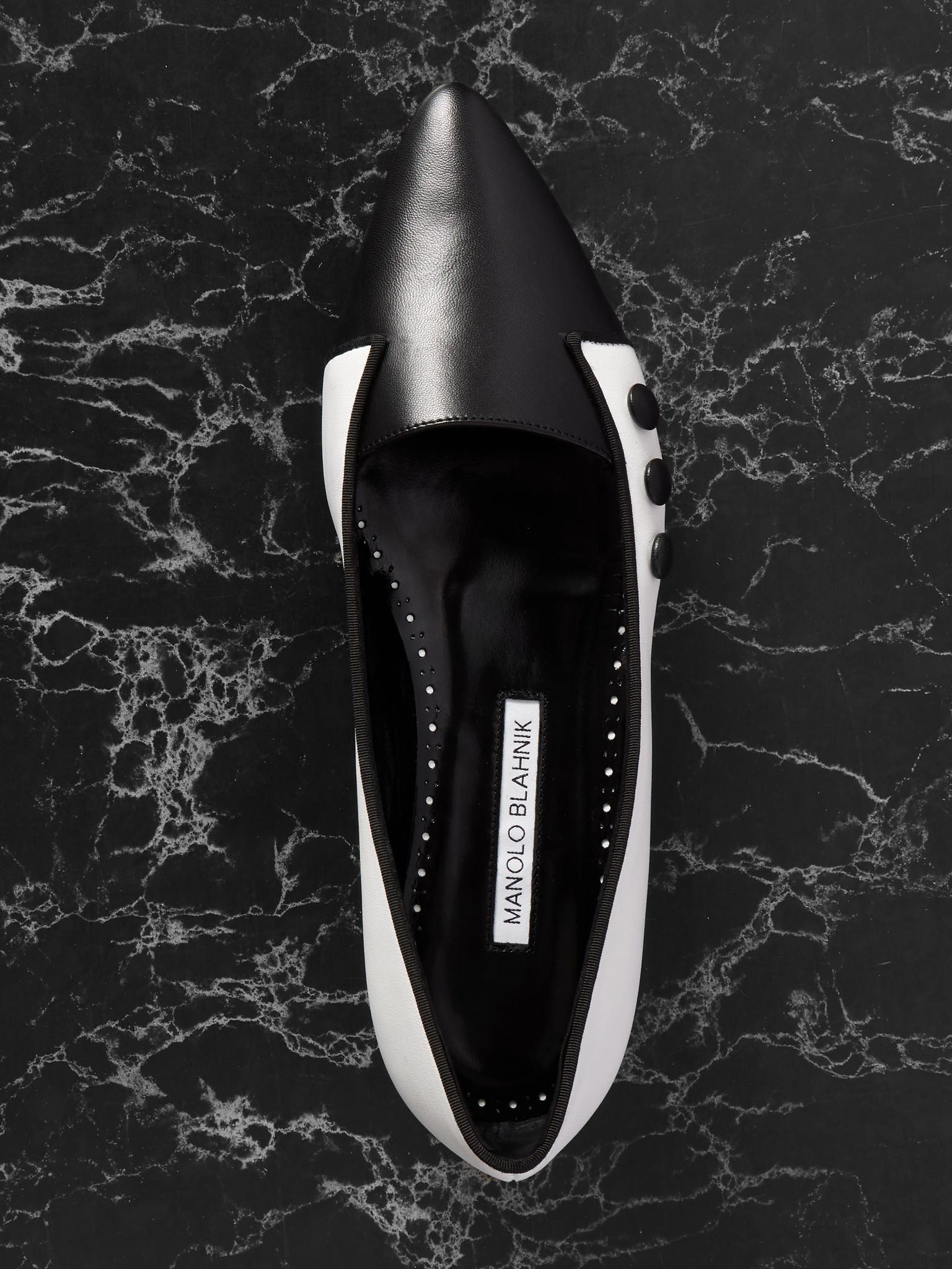 Seleuka button-embellished leather point-toe flats White - 5