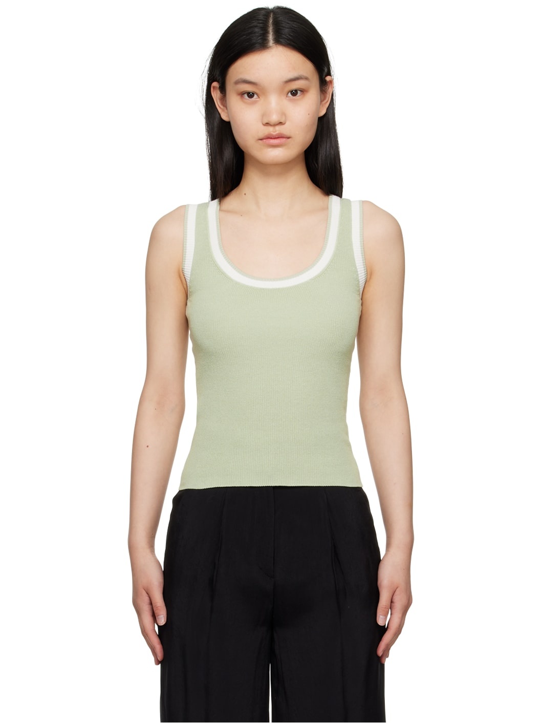 Green Scoop Neck Tank Top - 1