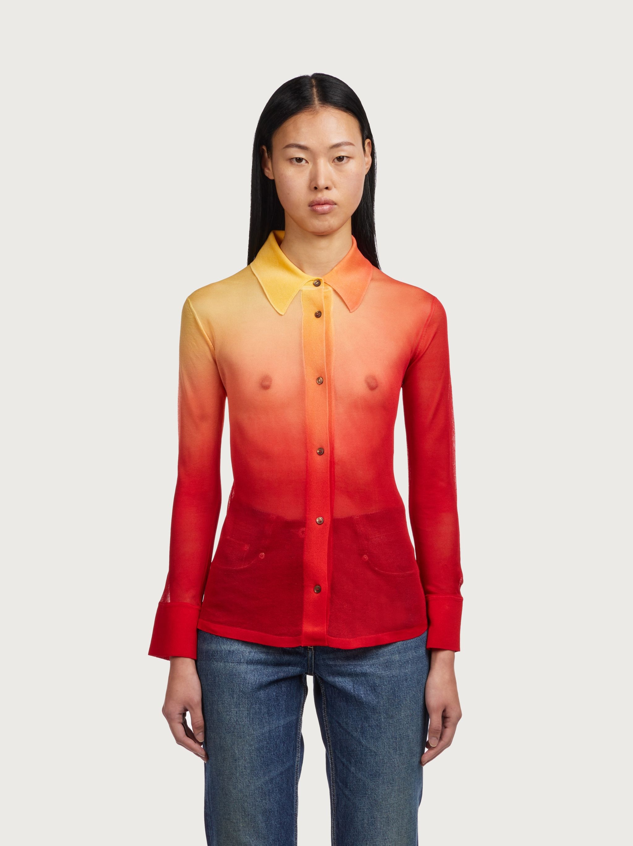 Silk jersey sunset print shirt - 2