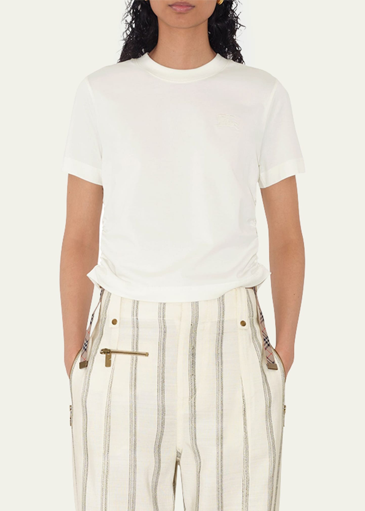 Ruched Check-Ties Short-Sleeve T-Shirt - 4