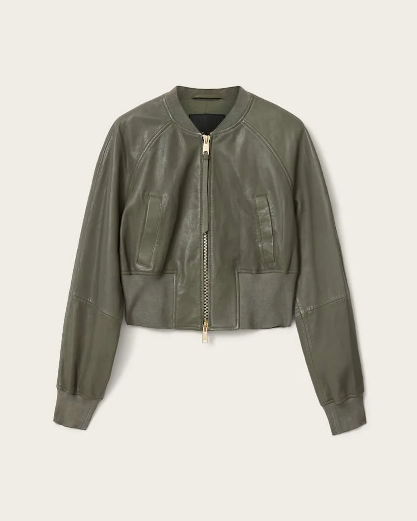 SURI CROPPED LEATHER BOMBER JACKET - 1