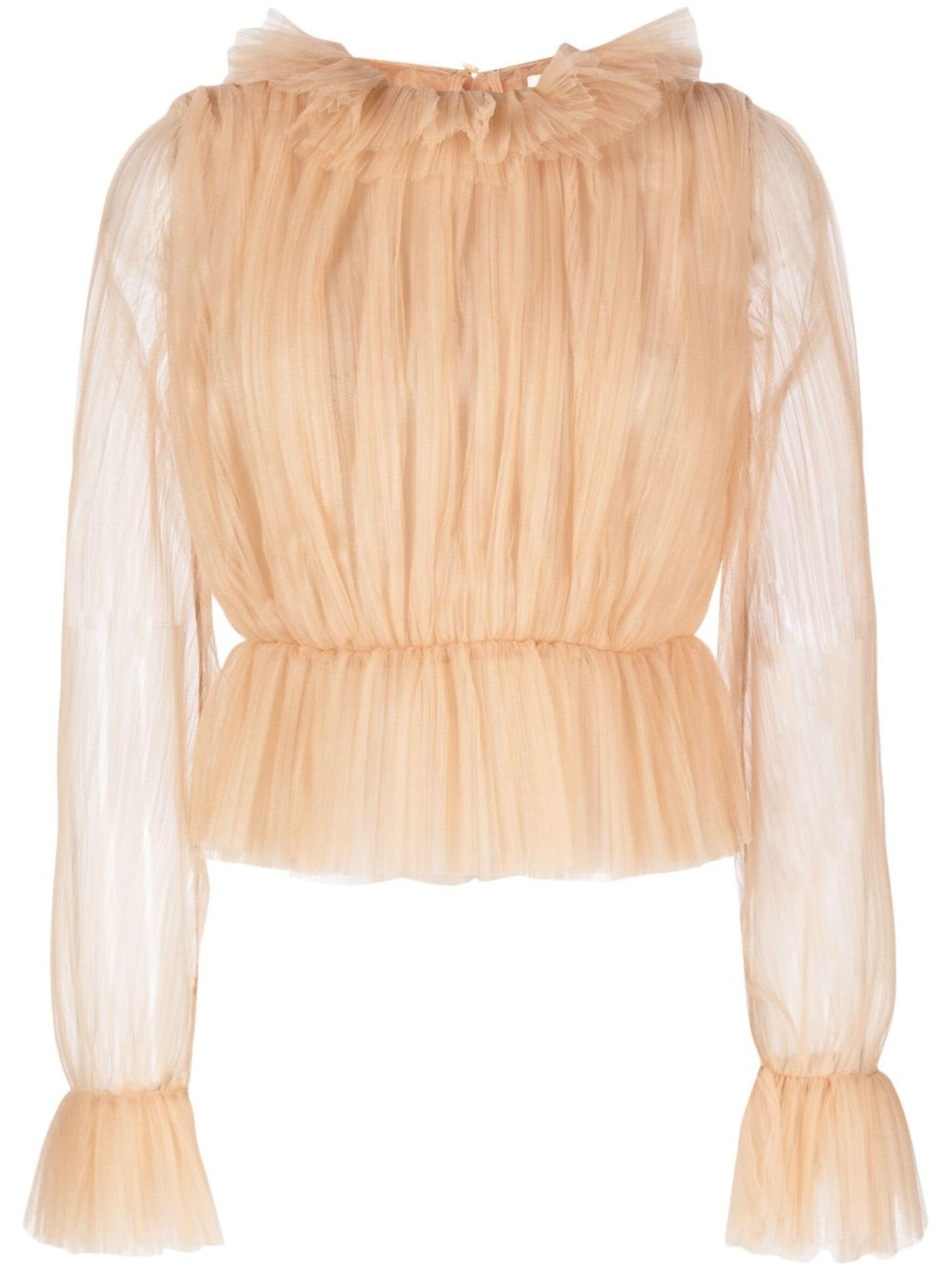 long-sleeve tulle blouse - 1