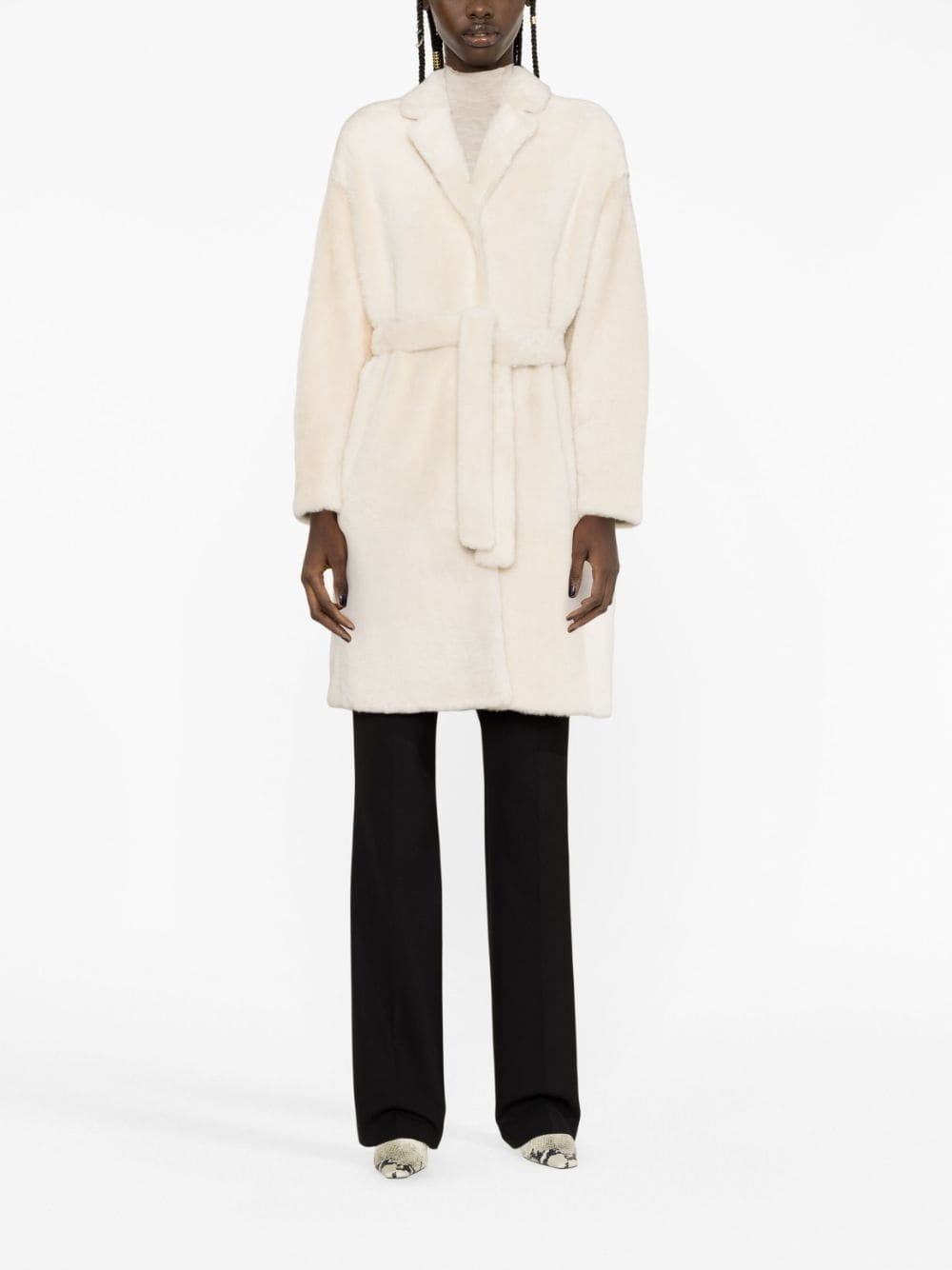 belted single-breasted coat - 2