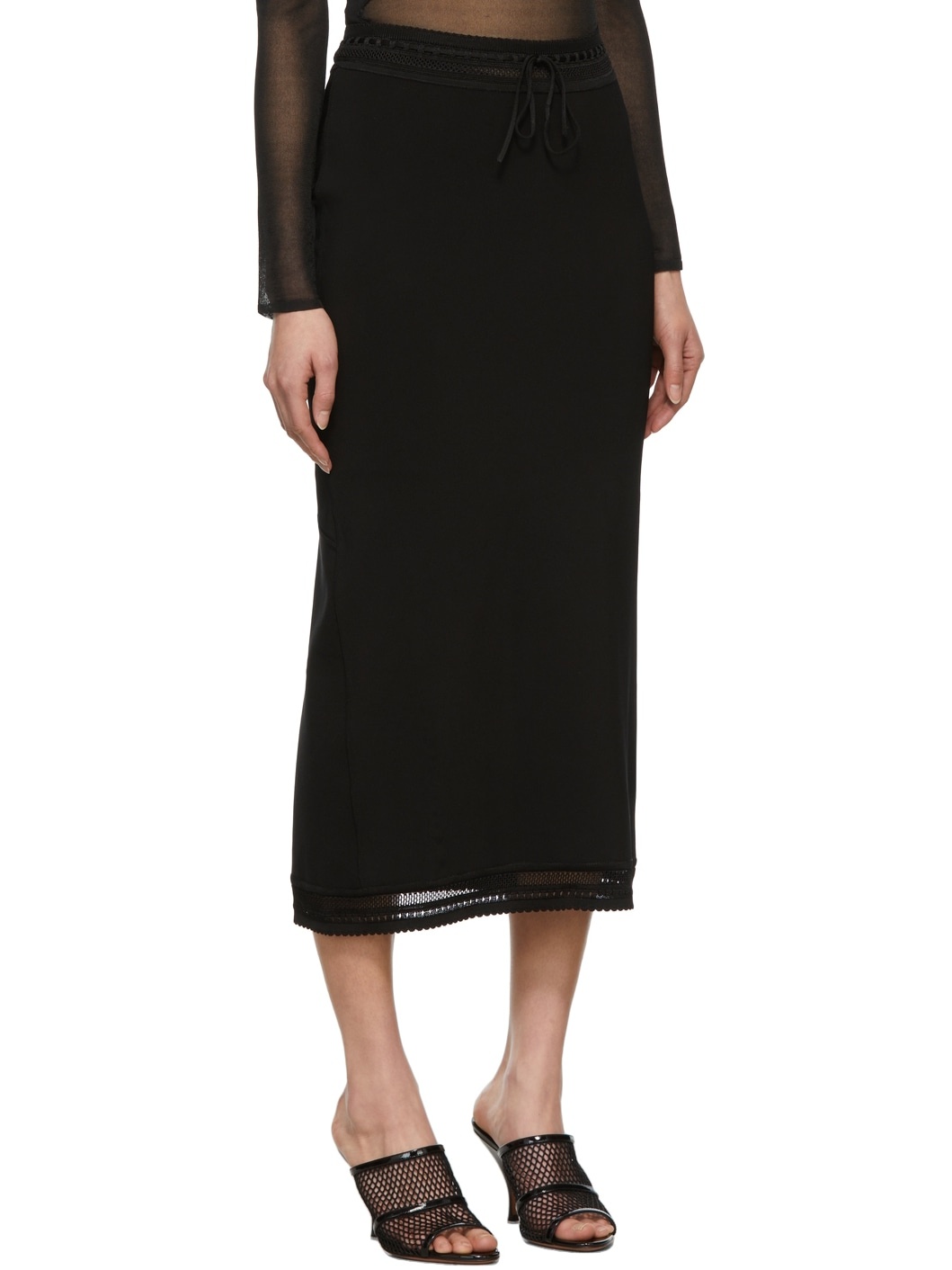 Black Lace Midi Skirt - 2